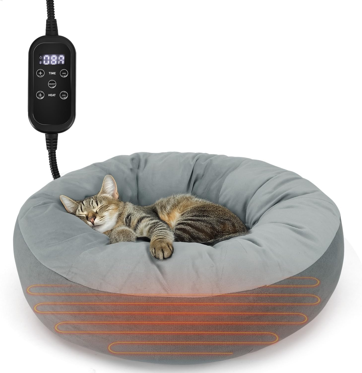 Nobleza Cama Eléctrica Para Gatos Y Perros 50X50 Cm, Almohadilla Térmica Interior Con Temporizador Y Temperatura Ajustable Para Mascotas Pequeños