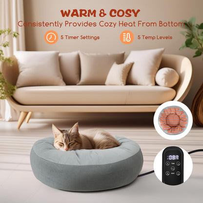 Nobleza Cama Eléctrica Para Gatos Y Perros 50X50 Cm, Almohadilla Térmica Interior Con Temporizador Y Temperatura Ajustable Para Mascotas Pequeños