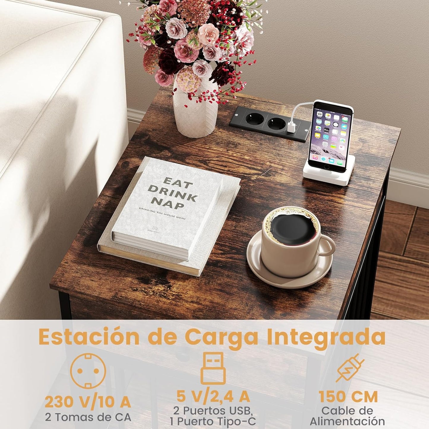 The SideTable Den: Guarida de Lujo con Estación de Carga Inalámbrica